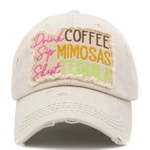 2/$30 White Coffee Mimosas Tequila Baseball Hat - Picture 1 of 3